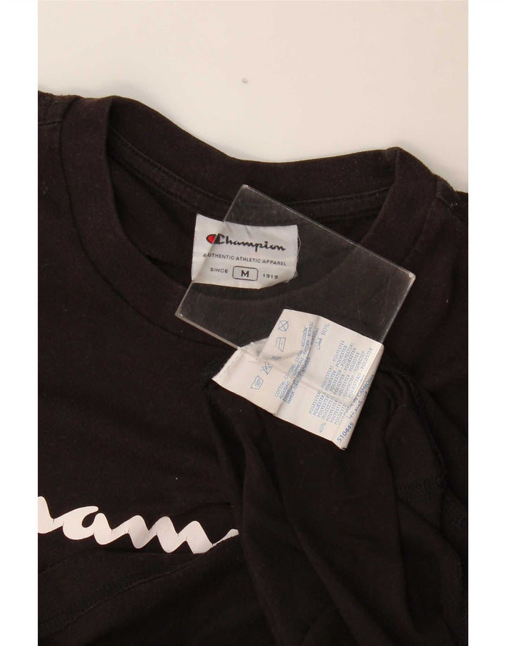 Champion Mens Graphic T-Shirt Top Medium Black Cotton