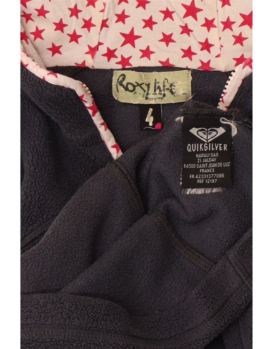 Quiksilver Womens Roxy Hooded Fleece Jacket US 4 Small Navy Blue Polyester