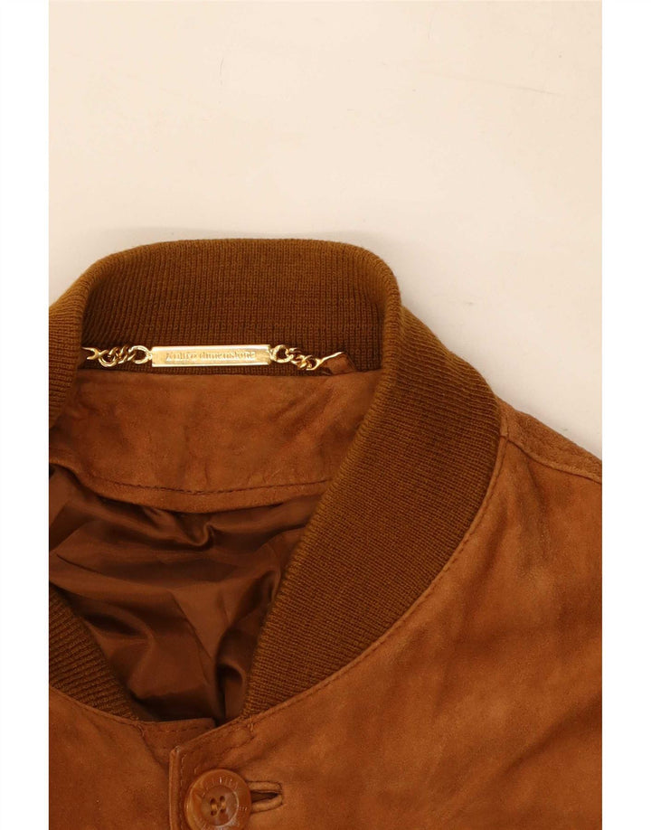 Vintage Mens Suede Bomber Jacket IT 50 Large Brown