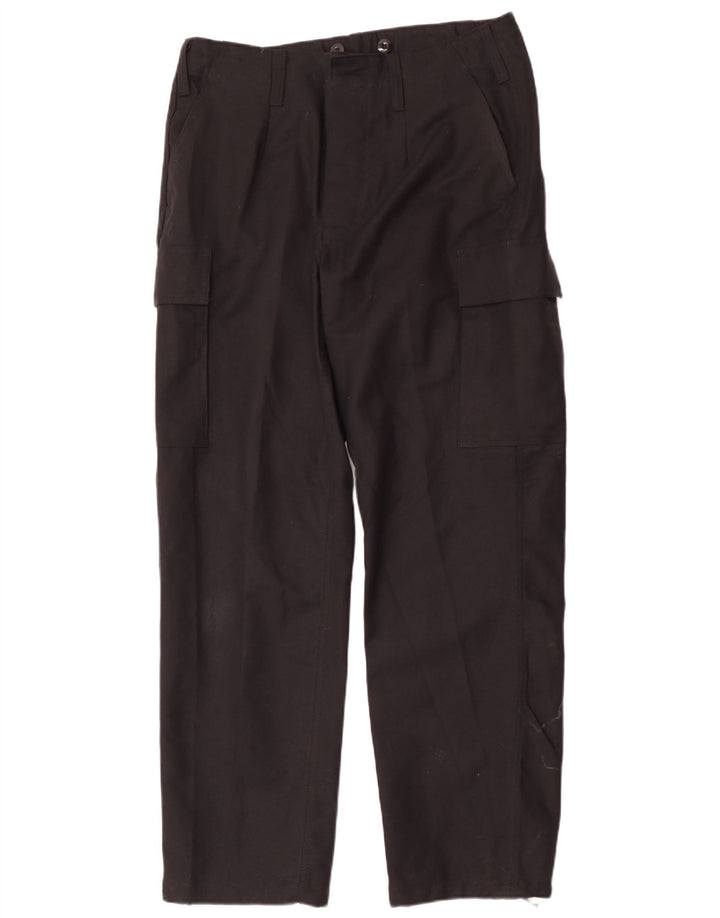 Vintage Mens Straight Cargo Trousers W34 L32 Black Cotton