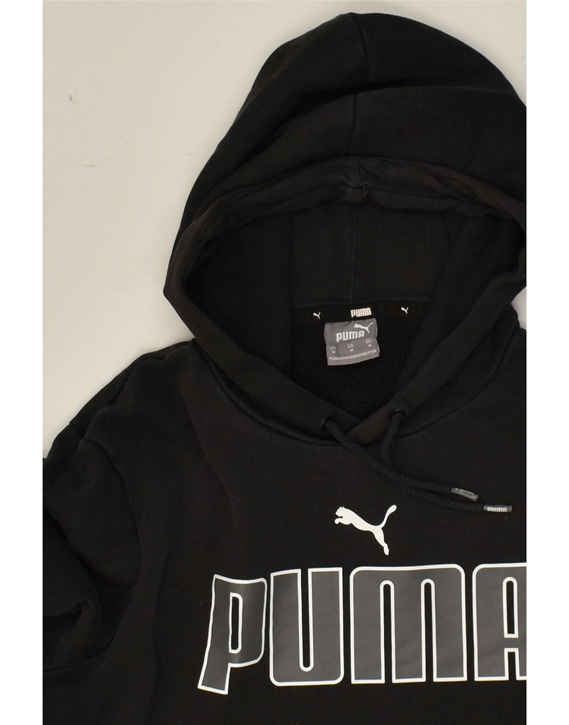 PUMA Mens Graphic Hoodie Jumper Medium Black Cotton | Vintage Puma | Thrift | Second-Hand Puma | Used Clothing | Messina Hembry 