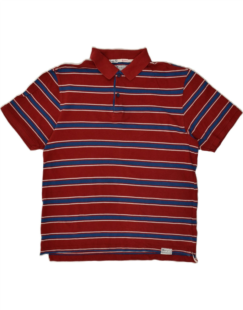 CHAMPION Mens Easy Fit Polo Shirt 2XL Red Striped Cotton | Vintage Champion | Thrift | Second-Hand Champion | Used Clothing | Messina Hembry 