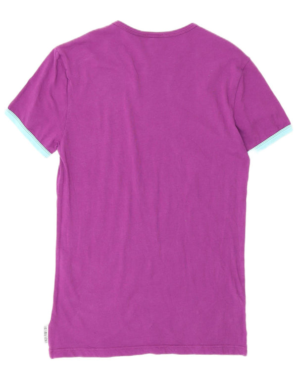Bikkembergs Mens T-Shirt Top UK 34 XS Purple Cotton