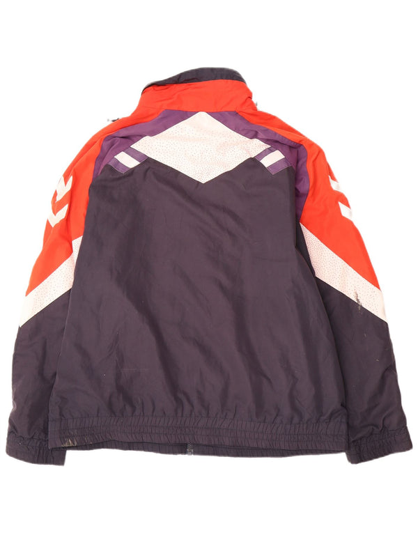 Hummel Mens Loose Fit Tracksuit Top Jacket Small Navy Blue Colourblock