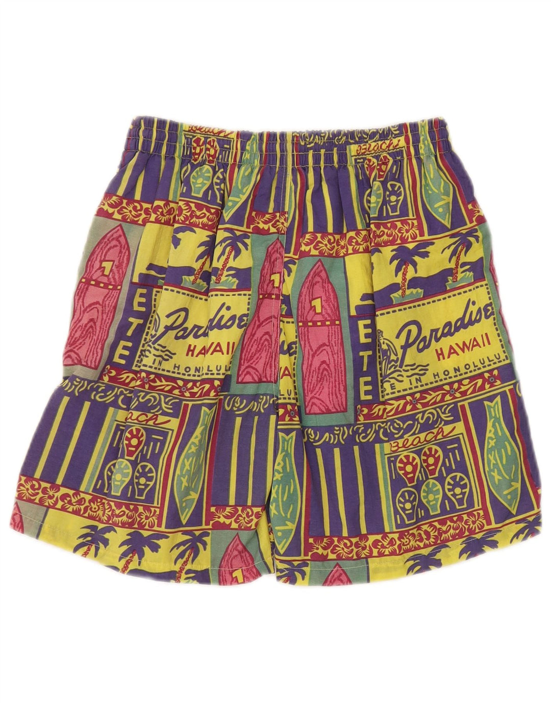 Sinful Mens Graphic Sport Shorts Large Multicoloured Patchwork Hawaiian