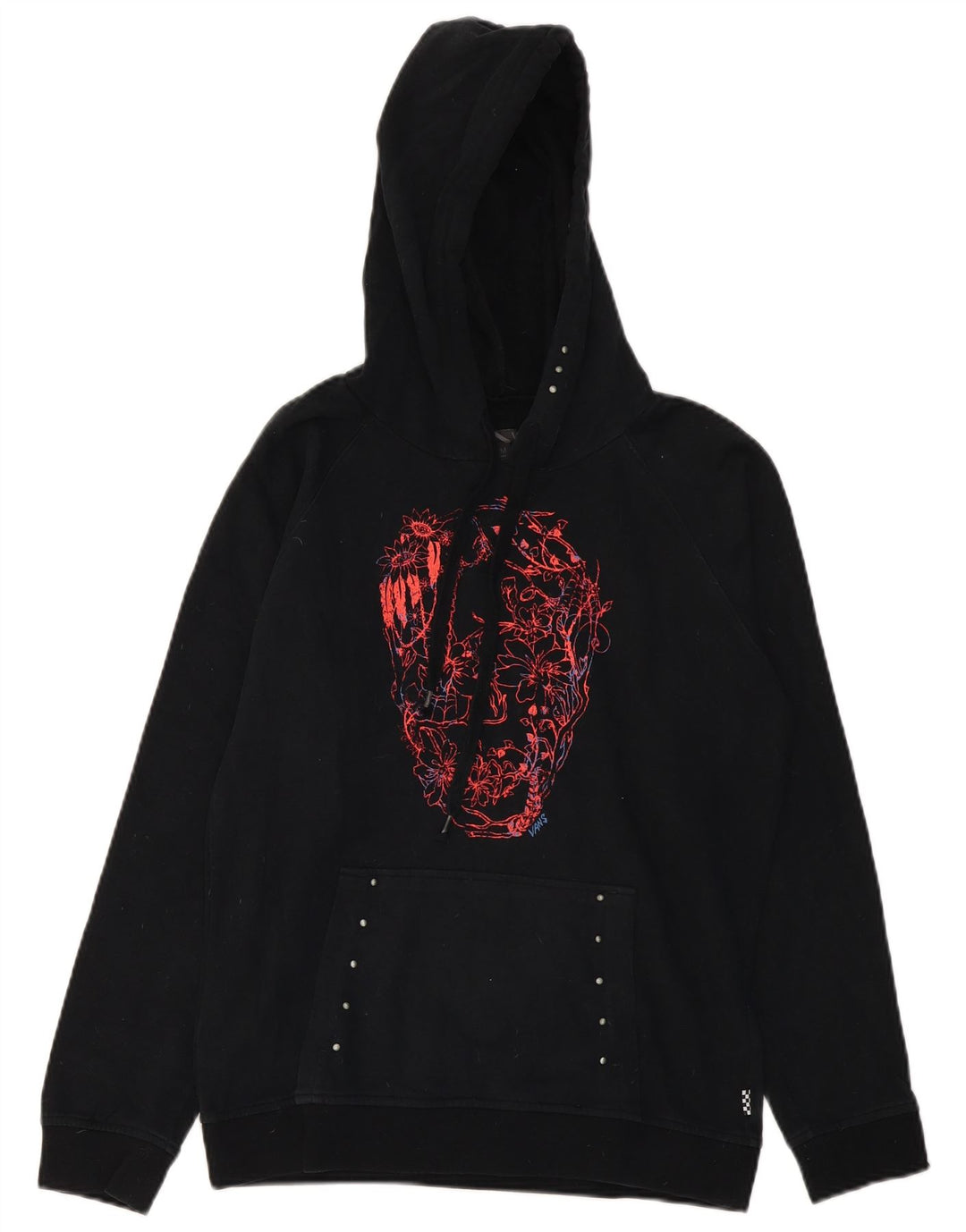 Vans Womens Graphic Hoodie Jumper UK 14 Medium Black