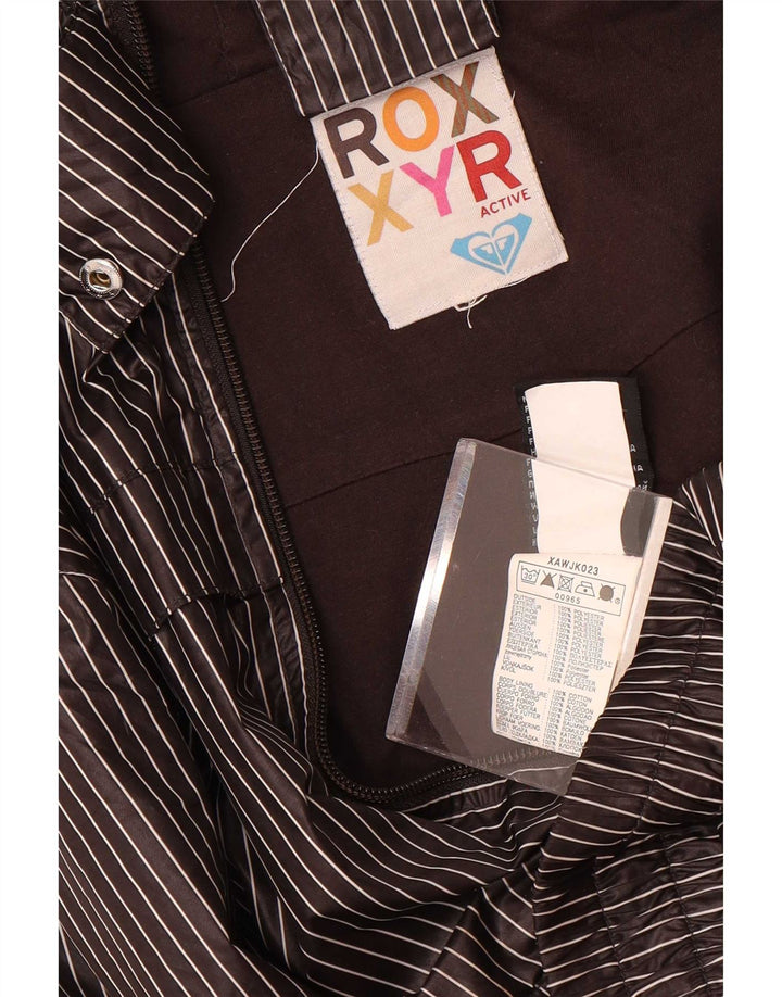Roxy Womens Hooded Tracksuit Top Jacket UK 18 XL Grey Pinstripe Polyester
