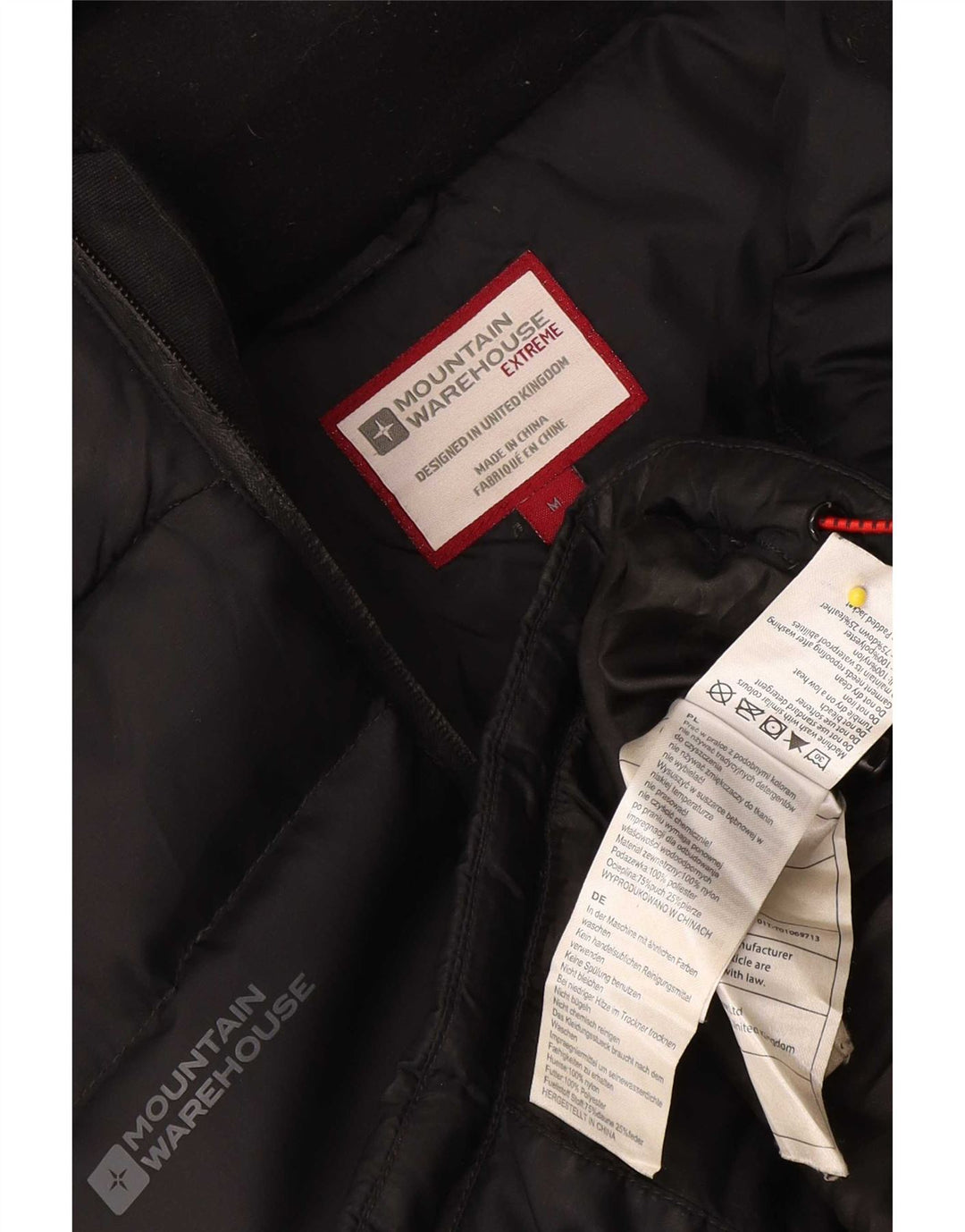 Mountain Warehouse Mens Hooded Padded Jacket UK 38 Medium Black Nylon