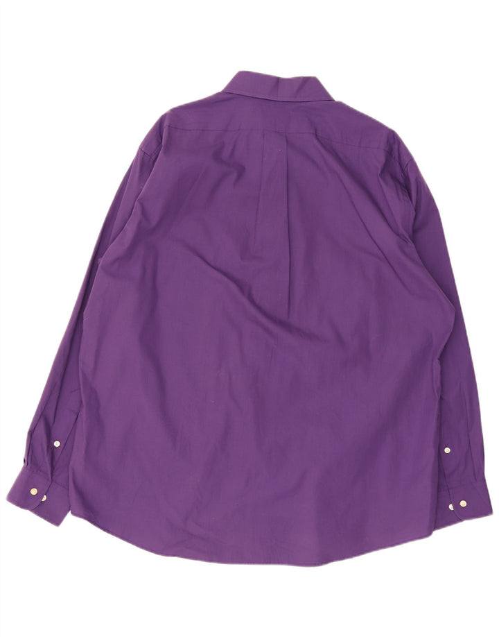 Chaps Mens Slim Fit Shirt Size 18 2XL Purple Cotton
