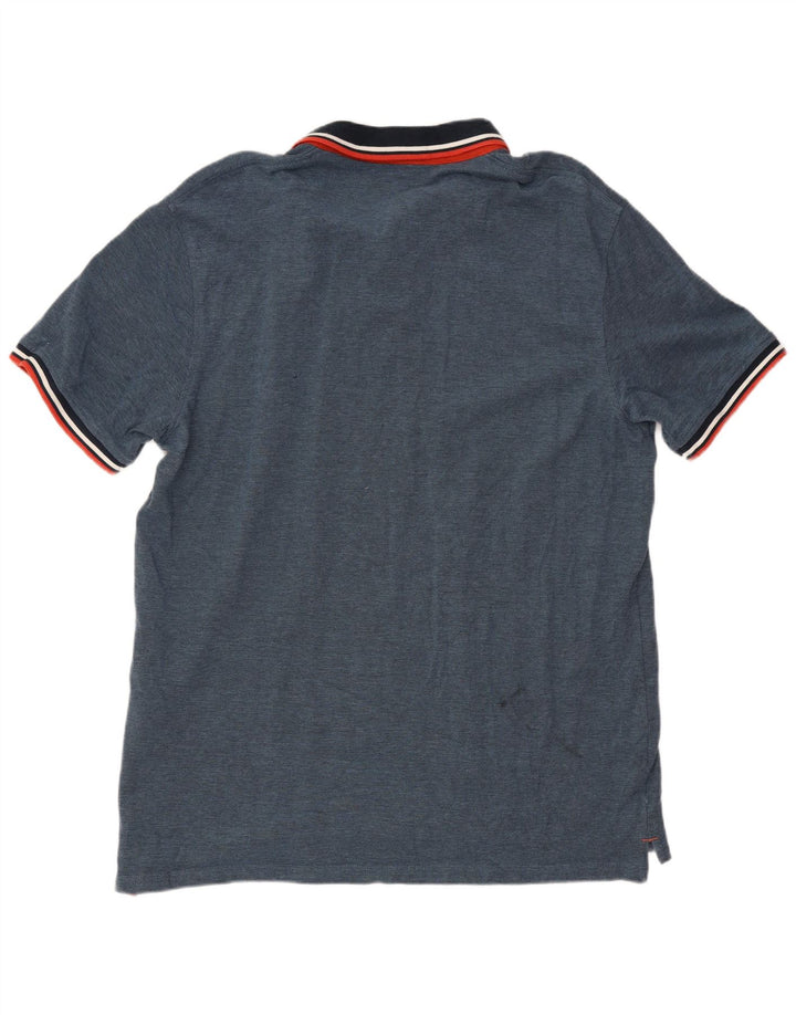 Jack & Jones Mens Polo Shirt 2XL Blue Flecked Cotton
