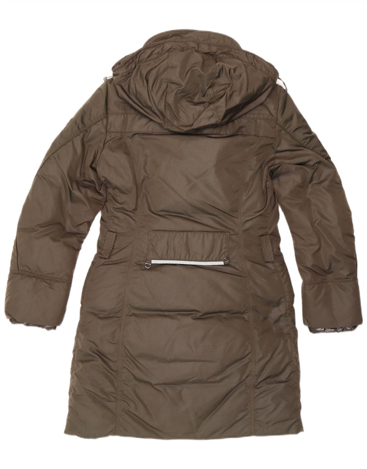 PEUTEREY Womens Hooded Padded Coat UK 12 Medium Brown Polyamide