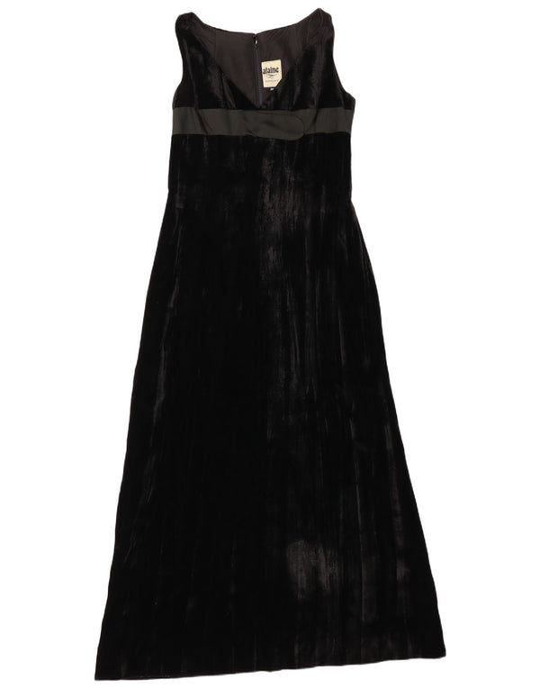 Vintage Womens Velvet Sleeveless Maxi Dress EU 36 Small Black