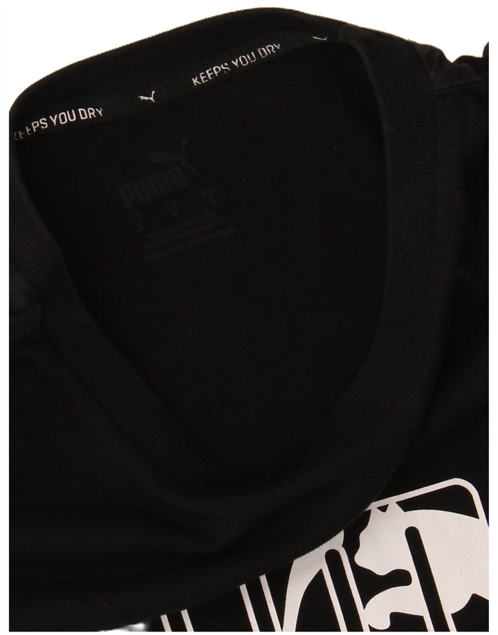PUMA Mens Graphic T-Shirt Top Small Black Cotton