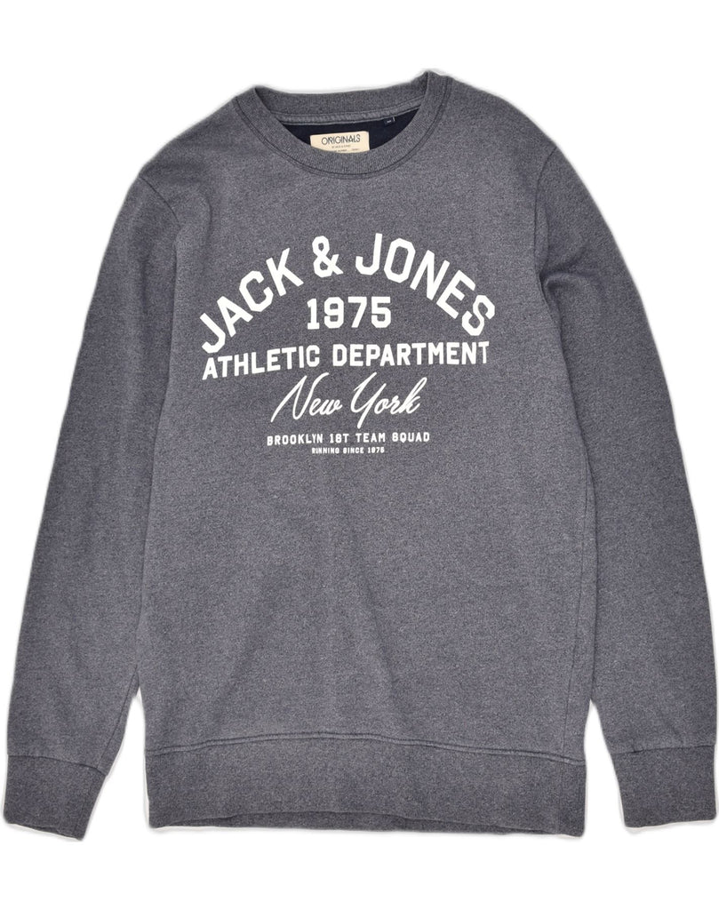 JACK & JONES Mens Graphic Sweatshirt Jumper Medium Grey Cotton | Vintage Jack & Jones | Thrift | Second-Hand Jack & Jones | Used Clothing | Messina Hembry 