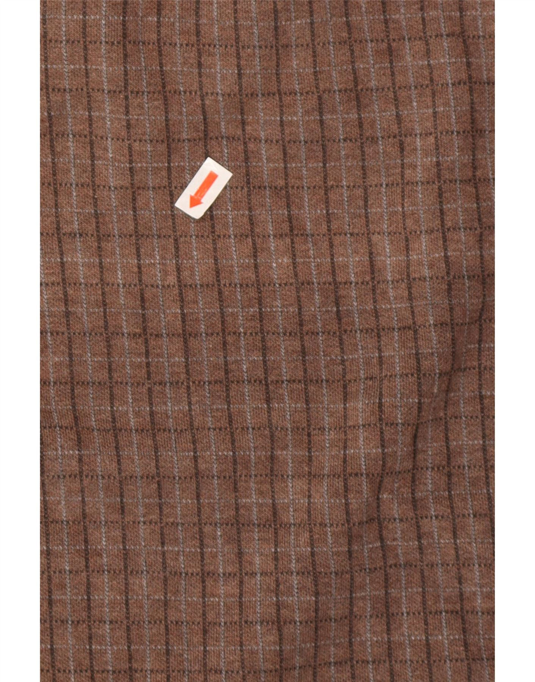 Izod Mens Zip Neck Sweatshirt Jumper Medium Brown Check Cotton