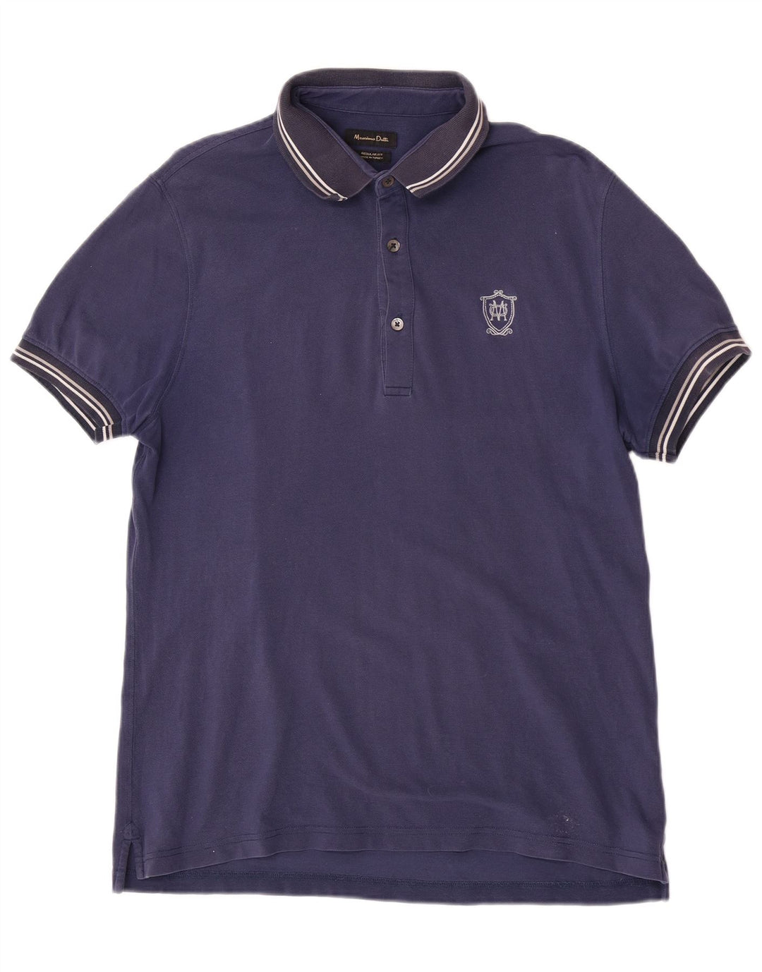 Massimo Dutti Mens Short Sleeve Regular Fit Polo Shirt Large Navy Blue