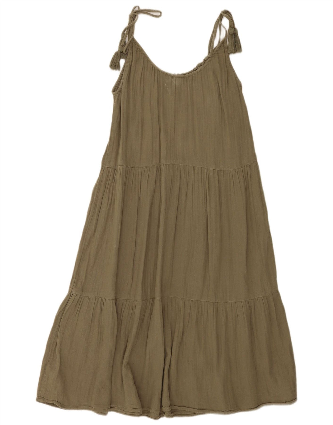 Marks & Spencer Womens Sleeveless Tiered Dress UK 8 Small Khaki