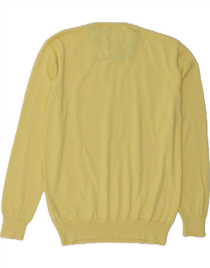 PIERRE CARDIN Mens Crew Neck Jumper Sweater Medium Yellow Cotton Vintage Pierre Cardin and Second-Hand Pierre Cardin from Messina Hembry 