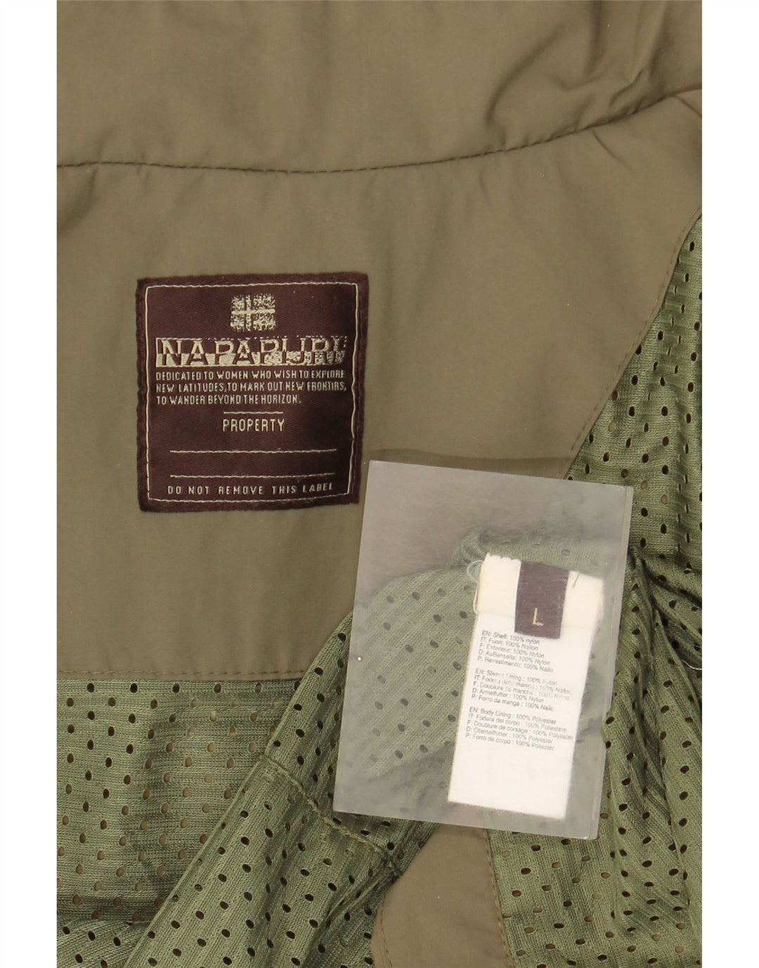 Napapijri Womens Rain Jacket UK 16 Large Khaki Nylon