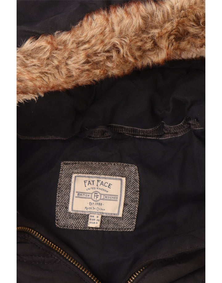 Fat Face Womens Hooded Padded Coat UK 8 Small Navy Blue Polyester