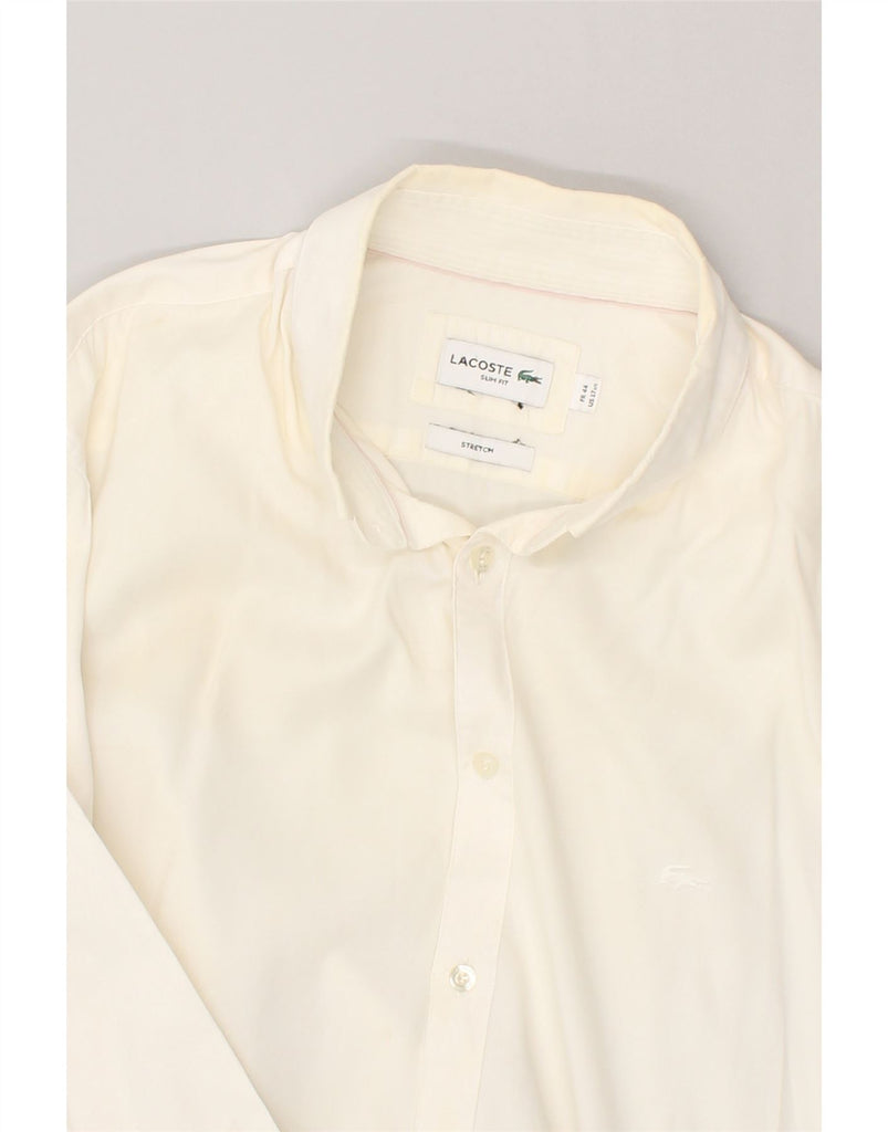 LACOSTE Mens Stretch Slim Fit Shirt  Size 44 XL White Cotton | Vintage Lacoste | Thrift | Second-Hand Lacoste | Used Clothing | Messina Hembry 