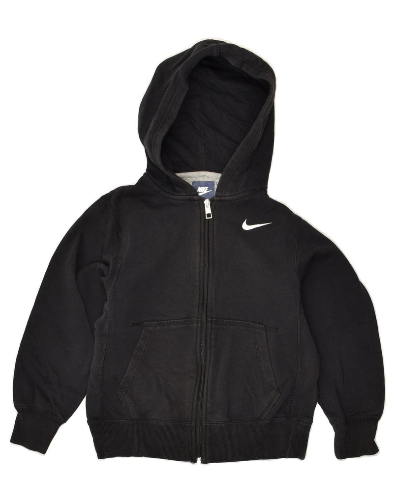 NIKE Boys Zip Hoodie Sweater 8-9 Years Small Black Cotton | Vintage Nike | Thrift | Second-Hand Nike | Used Clothing | Messina Hembry 