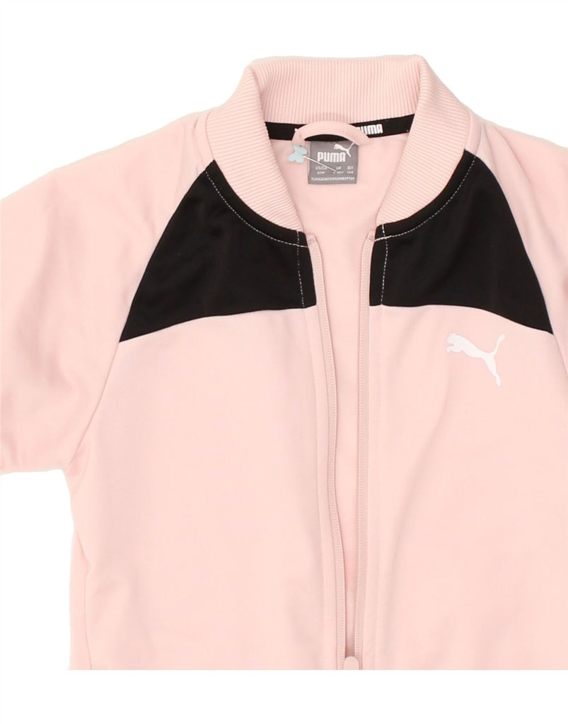 PUMA Girls Tracksuit Top Jacket 9-10 Years Pink Colourblock Polyester | Vintage Puma | Thrift | Second-Hand Puma | Used Clothing | Messina Hembry 