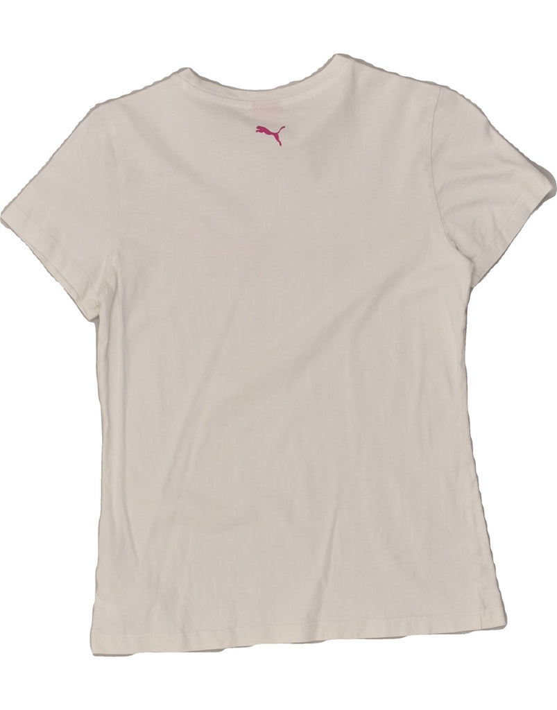 PUMA Girls Graphic T-Shirt Top 13-14 Years Beige Cotton | Vintage Puma | Thrift | Second-Hand Puma | Used Clothing | Messina Hembry 