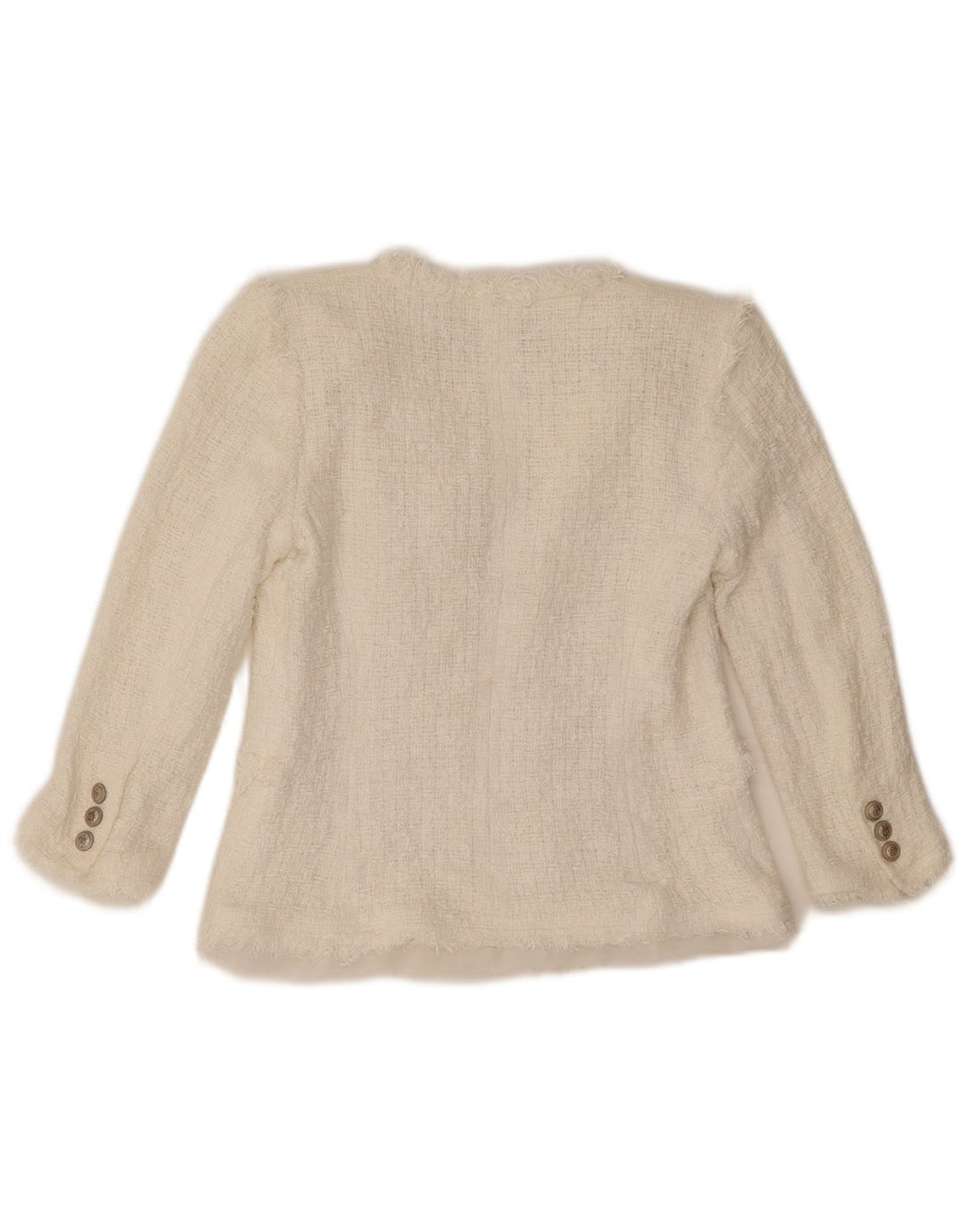 Zara Womens Crop 3/4 Sleeve Blazer Jacket UK 8 Small White