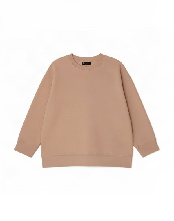 Zara Womens 3/4 Sleeve Sweatshirt Jumper UK 14 Medium Beige