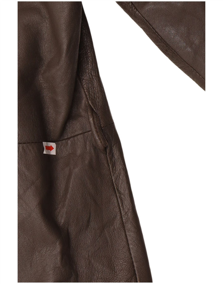 Vintage Mens Military Leather Jacket IT 56 3XL Grey Leather