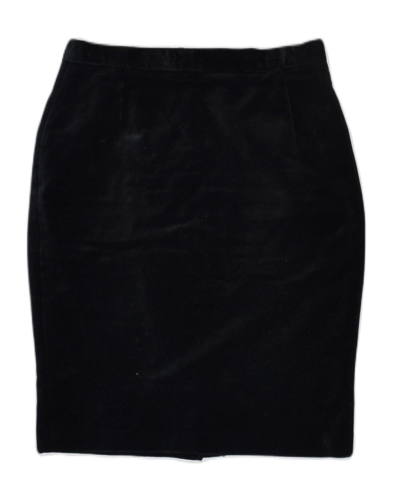 VINTAGE Womens High Waist Velvet Pencil Skirt IT 42 Medium W27 Black | Vintage | Thrift | Second-Hand | Used Clothing | Messina Hembry 