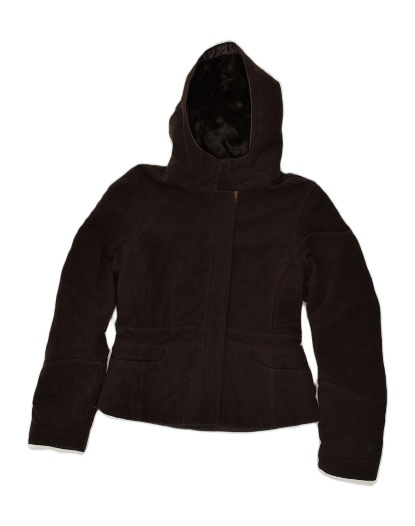 THE NORTH FACE Womens Hooded Bomber Jacket UK 14 Medium Brown Wool | Vintage The North Face | Thrift | Second-Hand The North Face | Used Clothing | Messina Hembry 