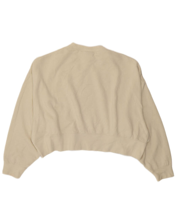 Nike Womens Crop Oversized Sweatshirt Jumper UK 14 Medium Off White Cotton