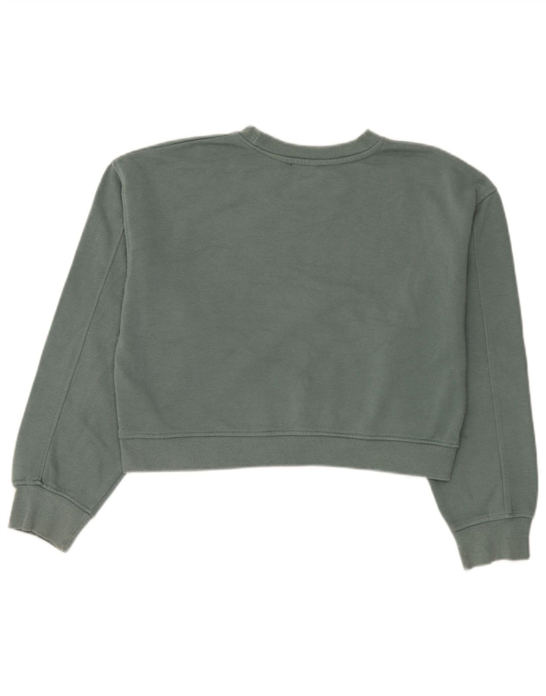 Zara Womens Crop Oversized Sweatshirt Jumper UK 14 Medium Green Cotton