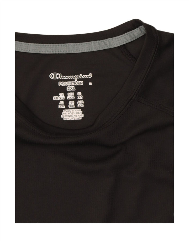 CHAMPION Mens T-Shirt Top 2XL Black Polyester Vintage Champion and Second-Hand Champion from Messina Hembry 