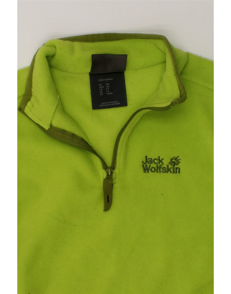 JACK WOLFSKIN Girls Graphic Zip Neck Fleece Jumper 7-8 Years Green | Vintage Jack Wolfskin | Thrift | Second-Hand Jack Wolfskin | Used Clothing | Messina Hembry 