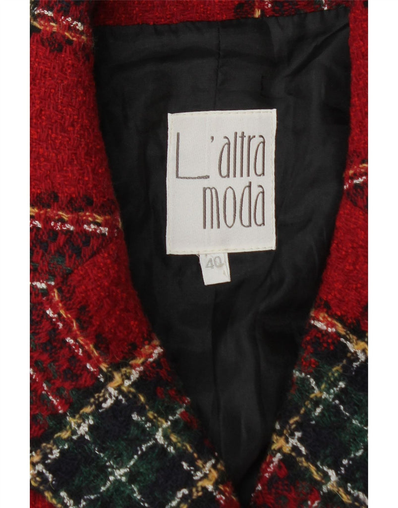 L'ALTRA MODA Womens 4 Button Blazer Jacket EU 40 Medium Red Check Vintage L'altra Moda and Second-Hand L'altra Moda from Messina Hembry 