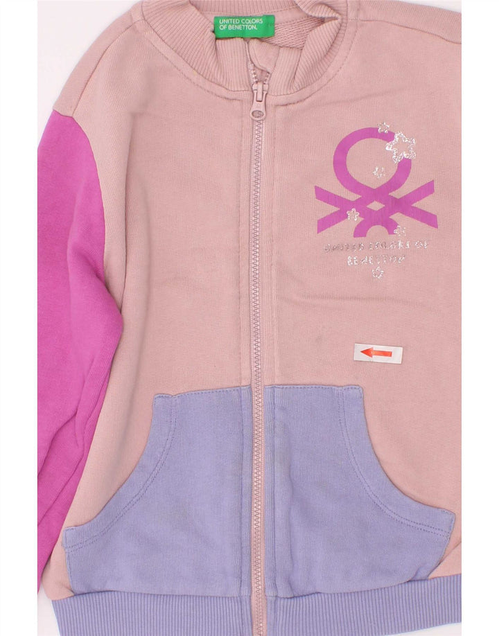 Benetton Girls Tracksuit Top Jacket 2-3 Years Multicoloured Colourblock