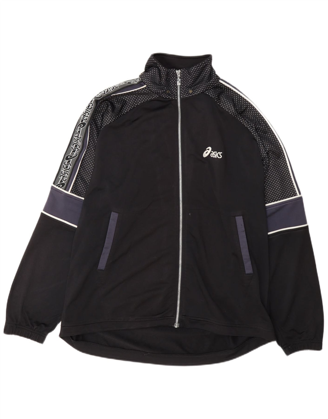 Asics Mens Regular Fit Tracksuit Top Jacket XL Black Colourblock