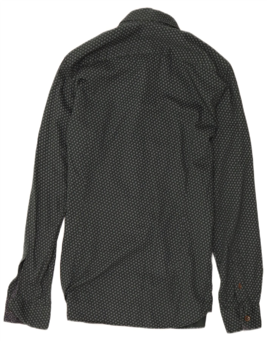 Ted Baker Mens Shirt Size 2 Small Green Geometric Cotton
