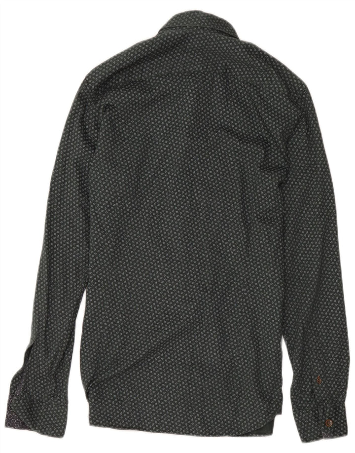 Ted Baker Mens Shirt Size 2 Small Green Geometric Cotton