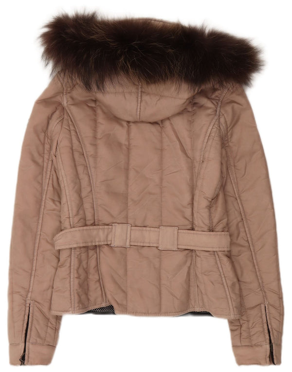 Refrigiwear Womens Hooded Padded Jacket UK 10 Small Beige Polyamide