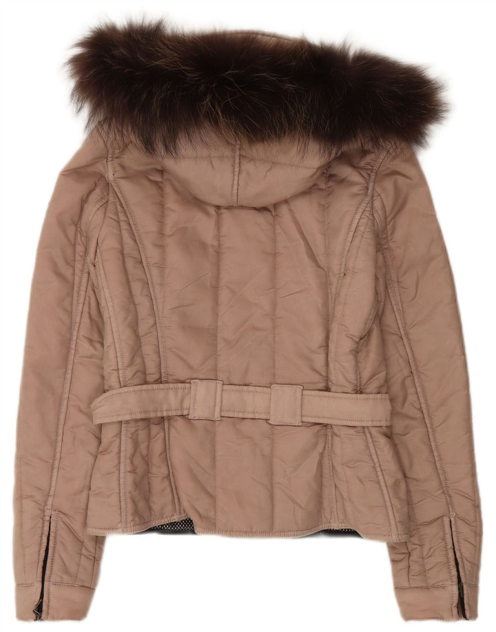 Refrigiwear Womens Hooded Padded Jacket UK 10 Small Beige Polyamide