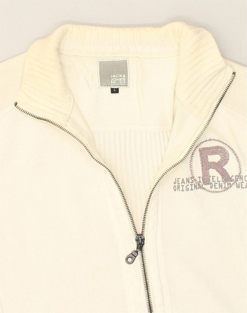 JACK & JONES Mens Cardigan Sweater Large Off White Cotton | Vintage Jack & Jones | Thrift | Second-Hand Jack & Jones | Used Clothing | Messina Hembry 