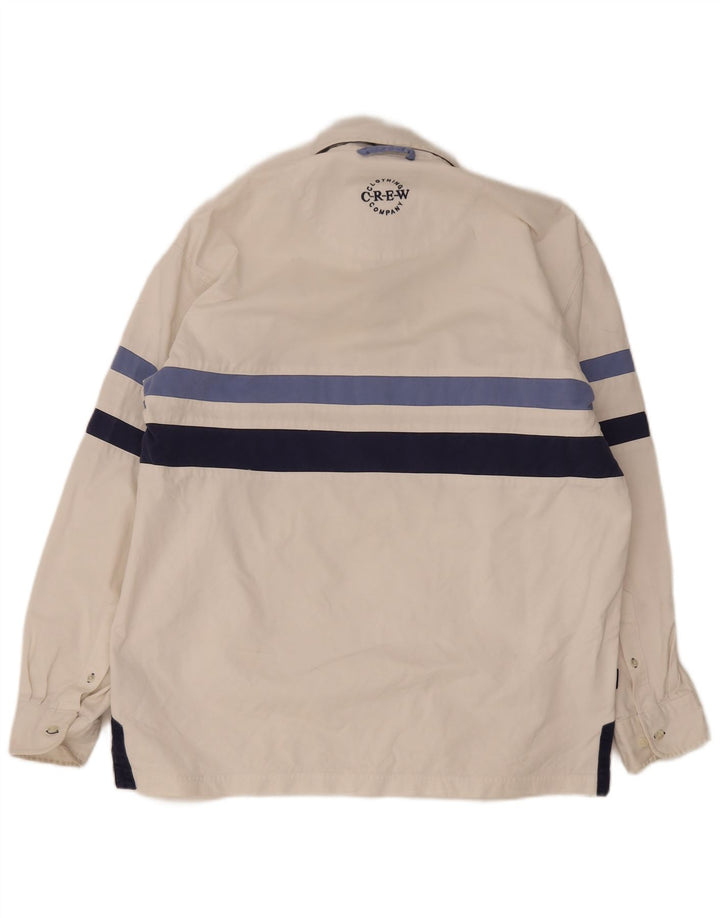Crew Clothing Mens Pullover Shirt Large White Striped Cotton