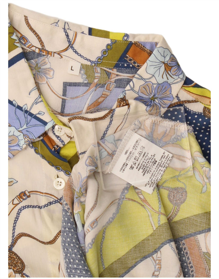 Vintage Womens Abstract Pattern Shirt Blouse UK 14 Large Multicoloured