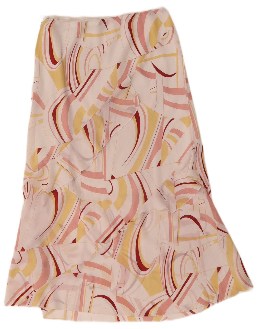 Vintage Womens Abstract Pattern Midi Skirt Large W32 White