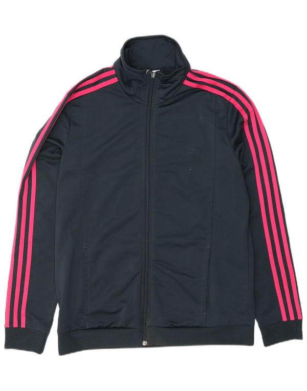 Adidas Womens Tracksuit Top Jacket UK 12/14 Medium Navy Blue Polyester