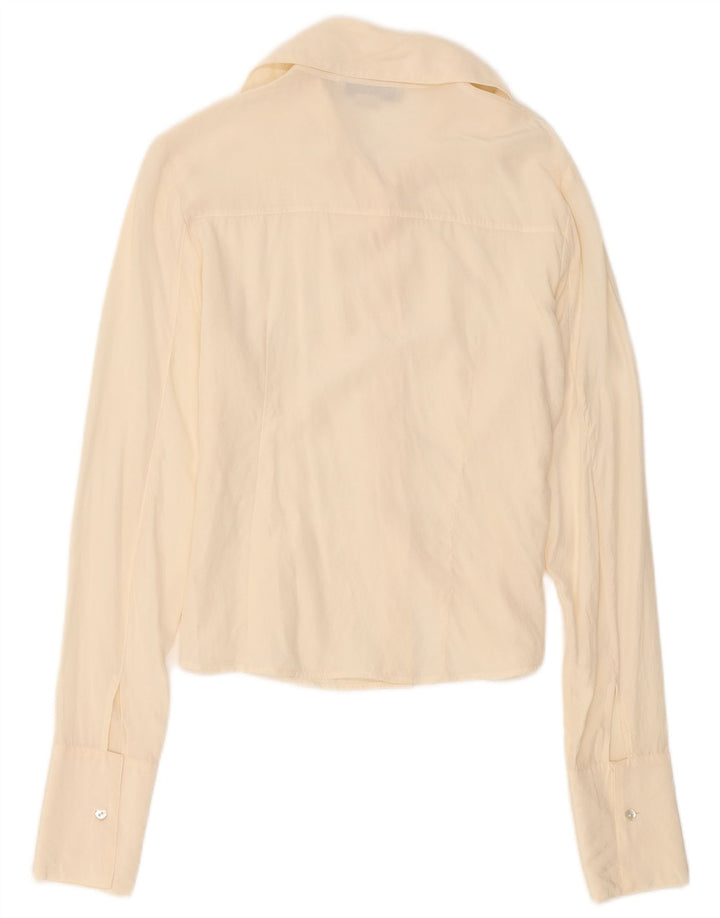 Blunauta Womens Shirt Blouse IT 44 Medium Off White Silk